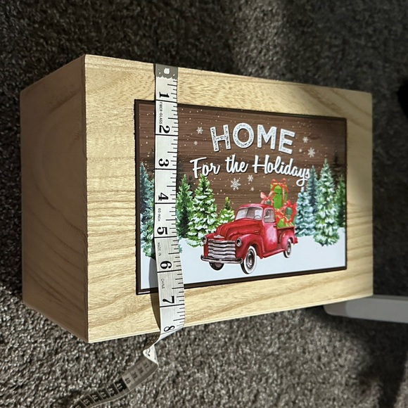 Home for the Holidays Wooden Storage Box with Red Truck Design - Picture 7 of 8